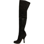 Dolce & Gabbana Black Suede Heels Knee High Boots Shoes