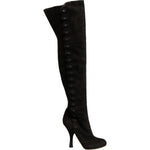 Dolce & Gabbana Black Suede Heels Knee High Boots Shoes