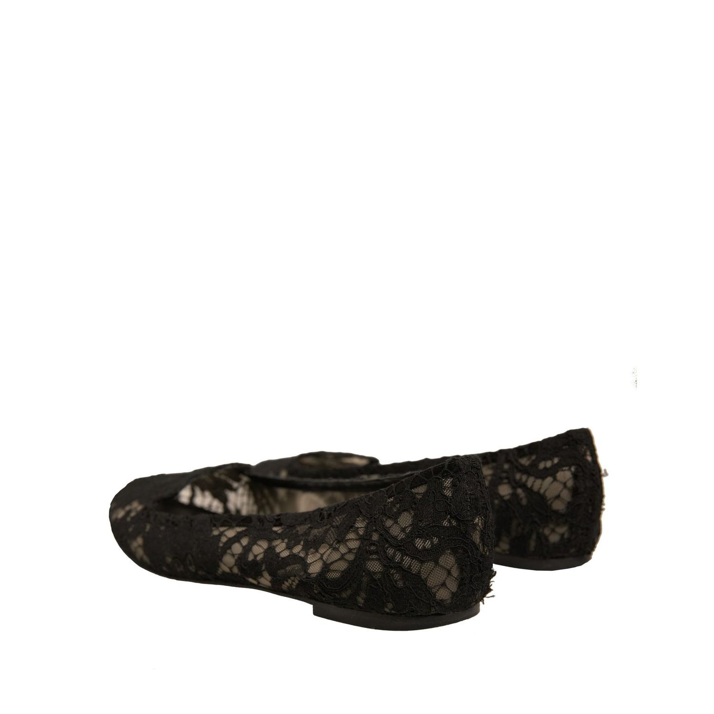 Dolce & Gabbana Black Taormina Lace Slip On Flats Shoes