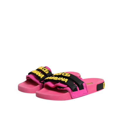 Dolce & Gabbana Fuchsia Neoprene Slides Flats Beachwear Shoes