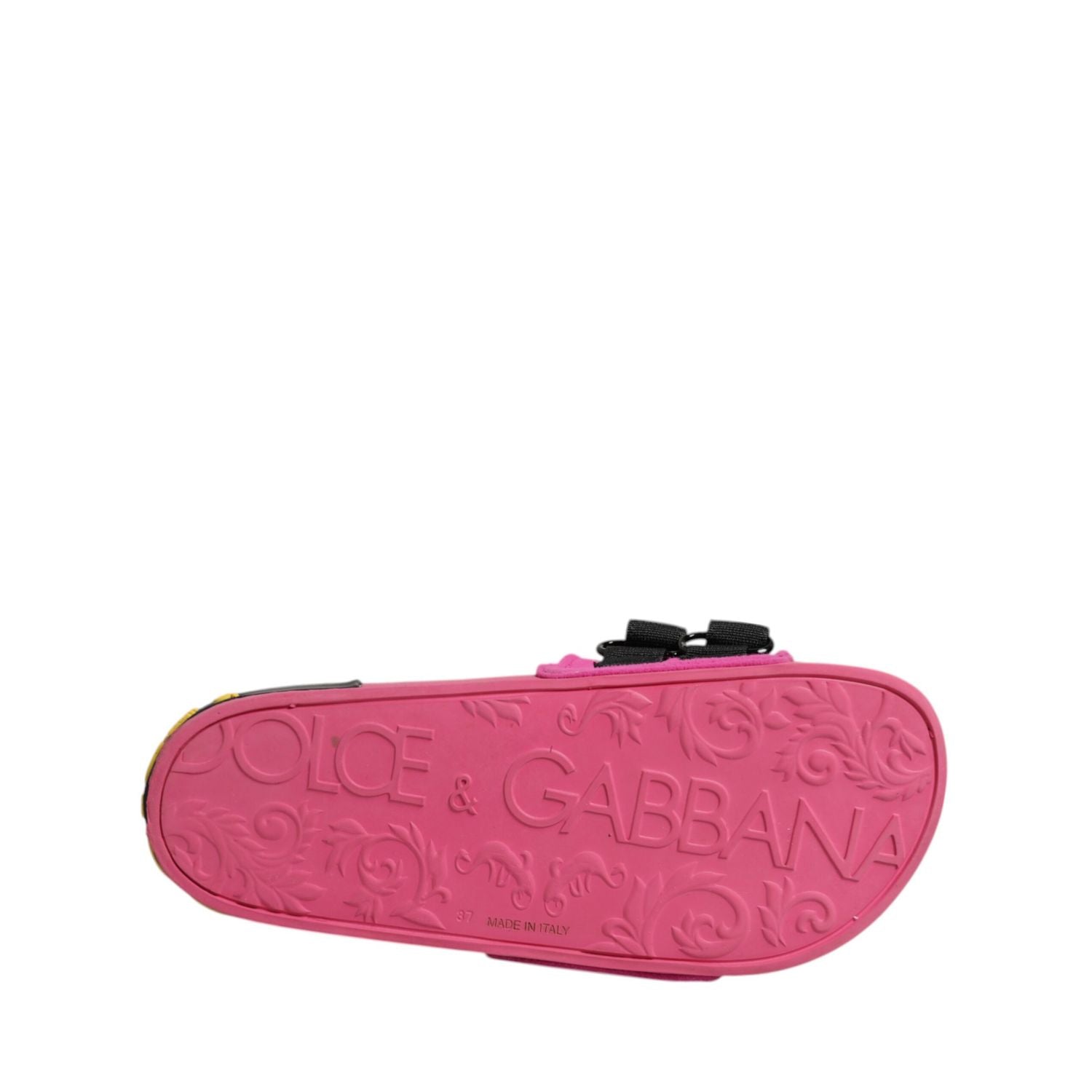 Dolce & Gabbana Fuchsia Neoprene Slides Flats Beachwear Shoes