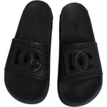 Dolce & Gabbana Black Rubber Slides Sandals Beachwear Shoes