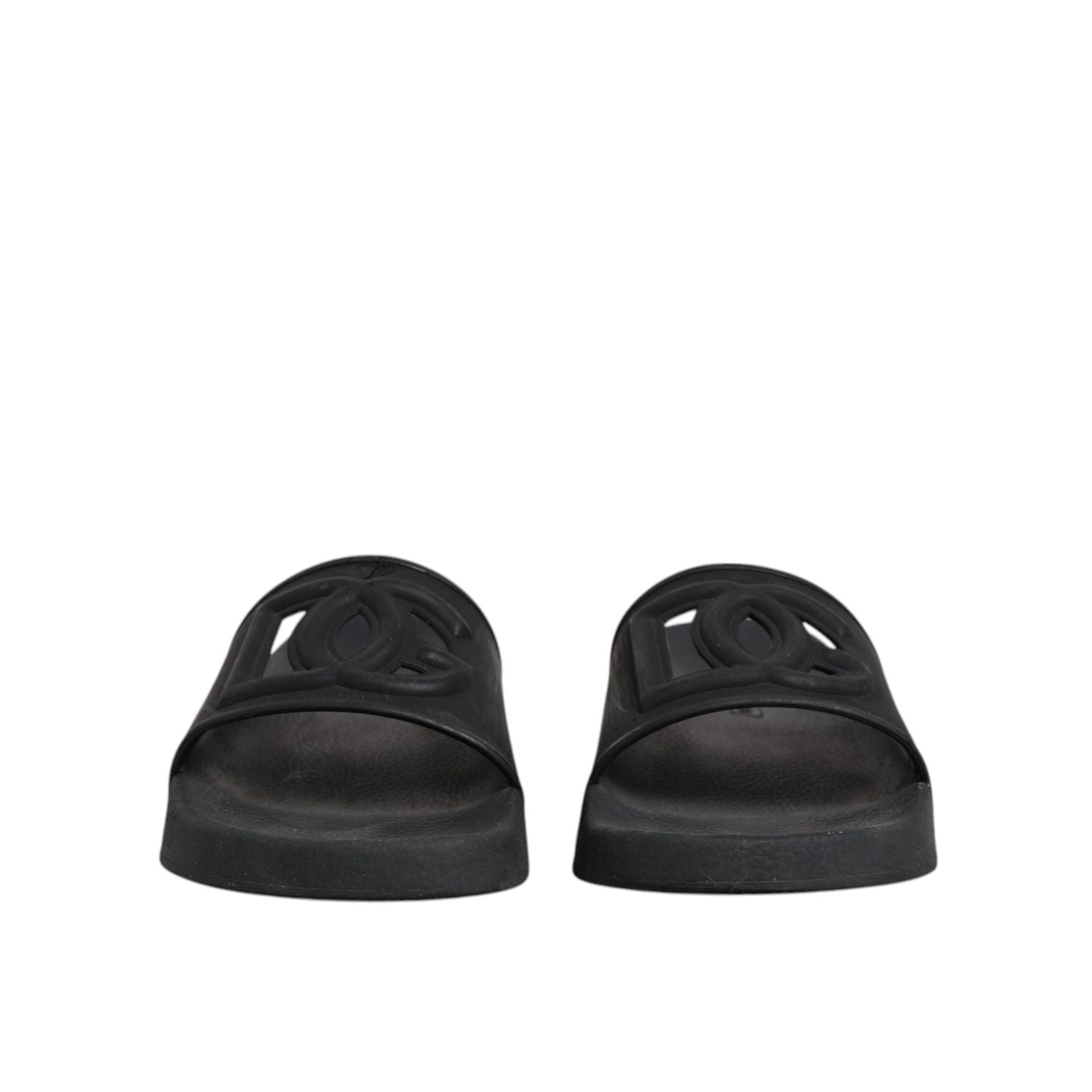 Dolce & Gabbana Black Rubber Slides Sandals Beachwear Shoes