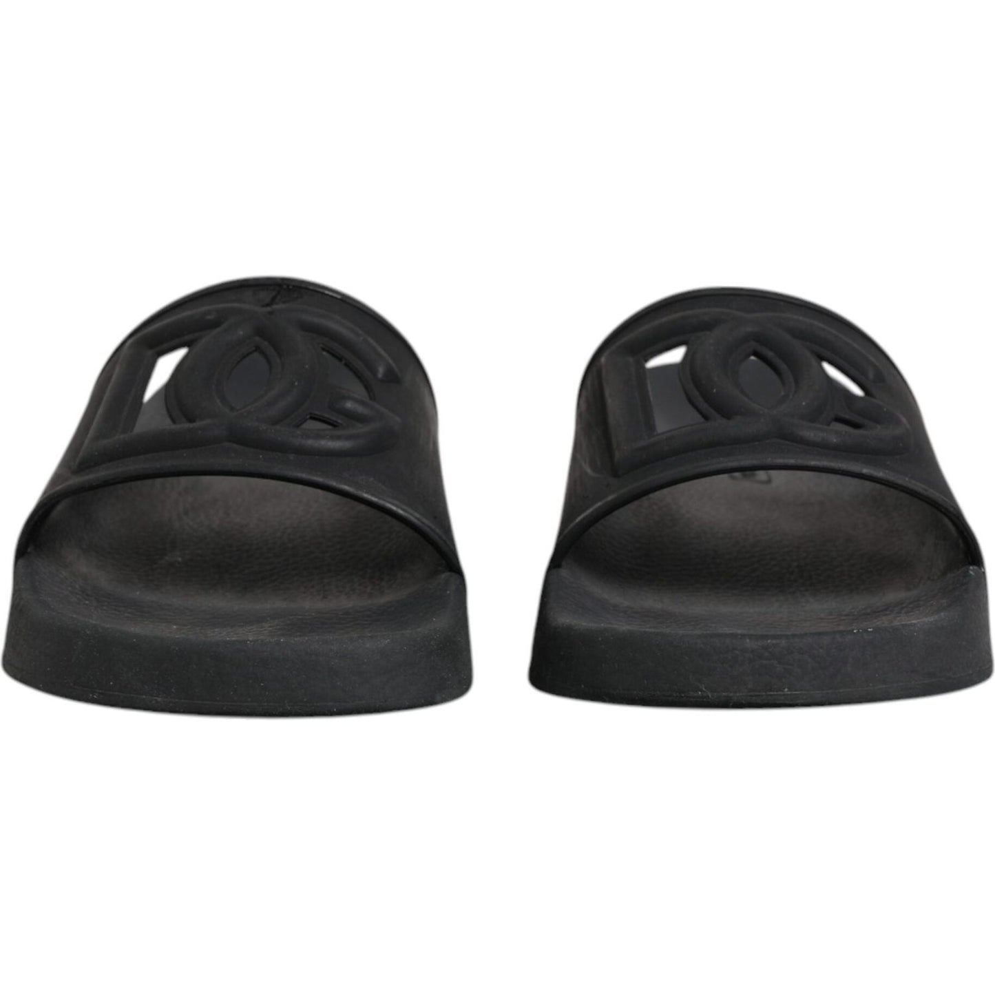 Dolce & Gabbana Black Rubber Slides Sandals Beachwear Shoes