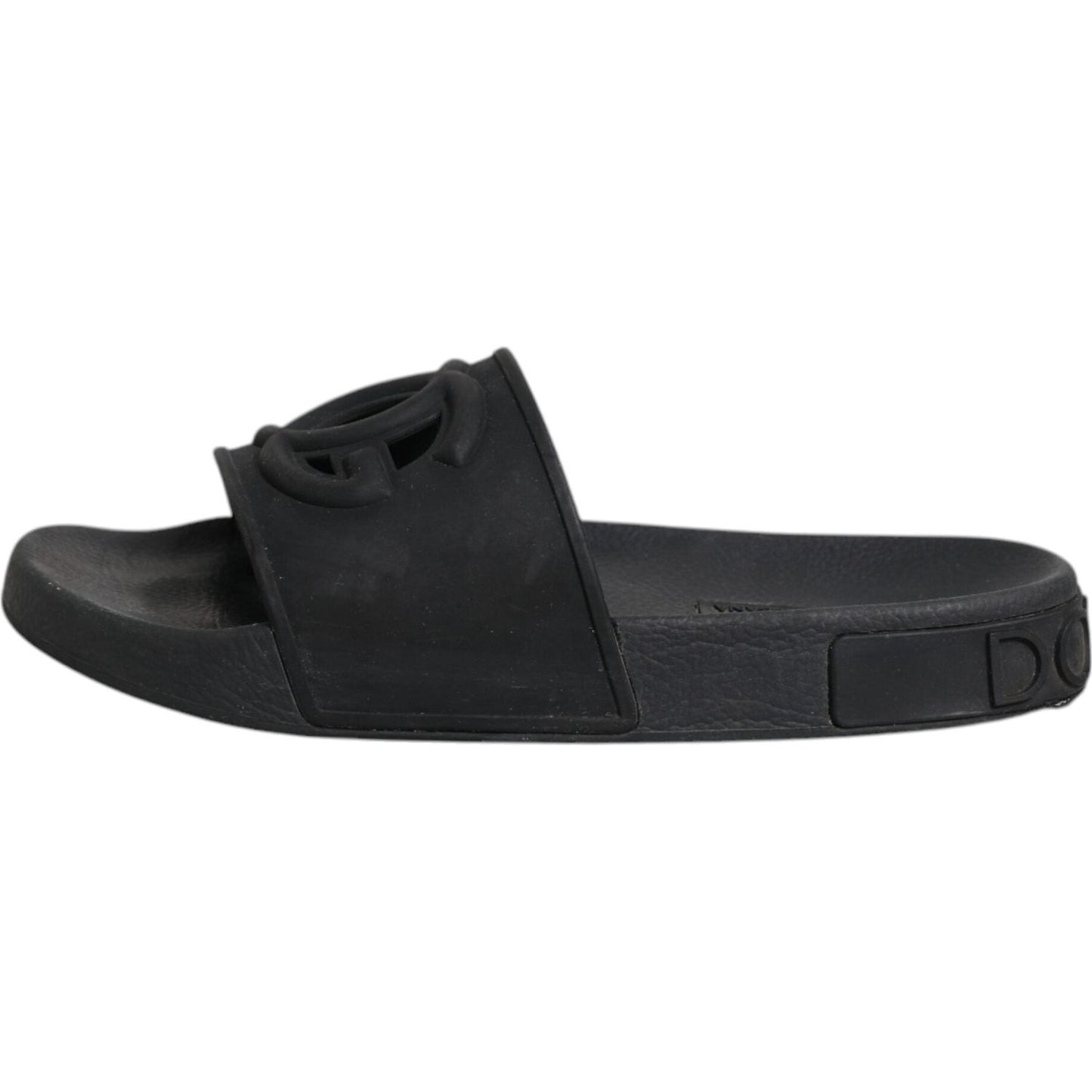 Dolce & Gabbana Black Rubber Slides Sandals Beachwear Shoes