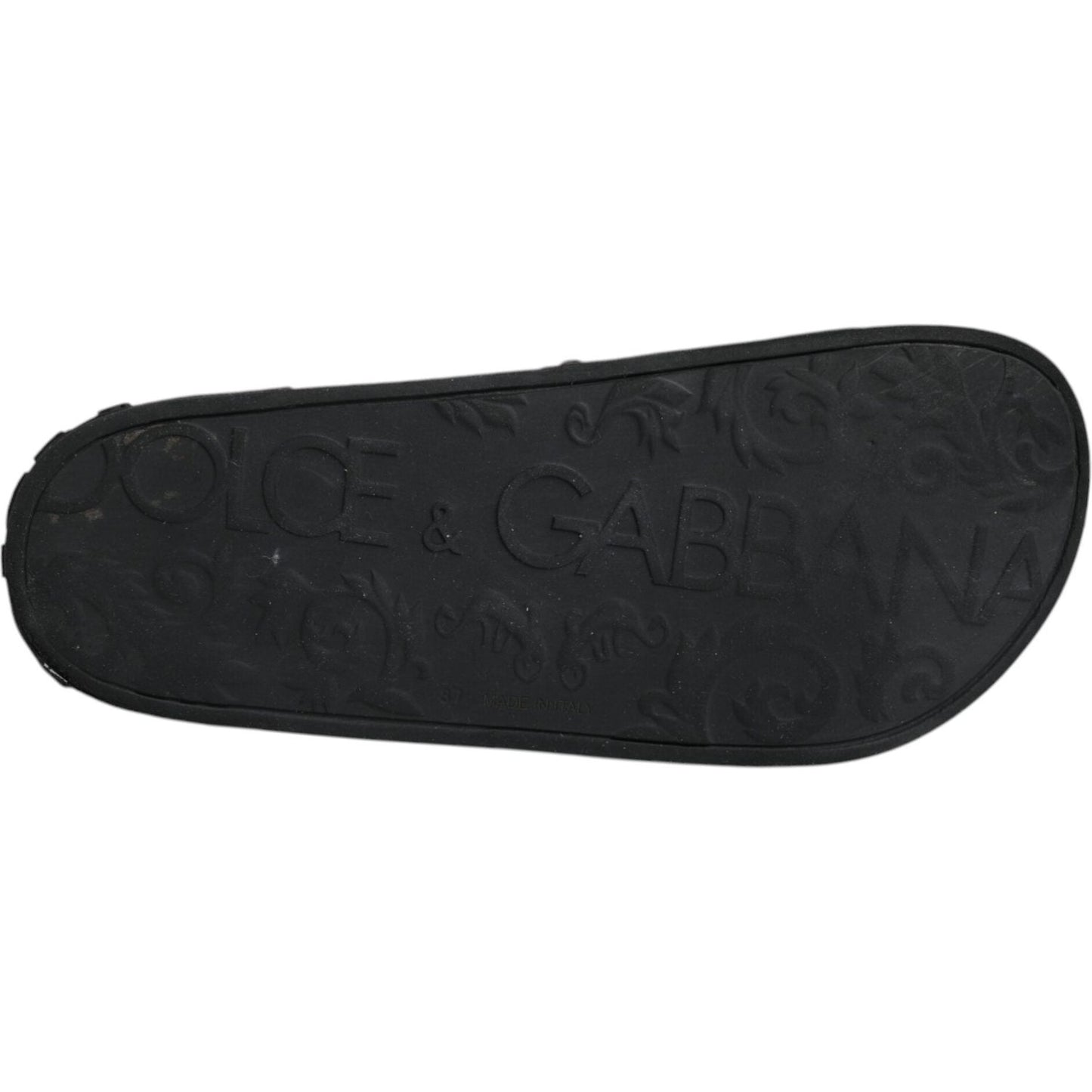 Dolce & Gabbana Black Rubber Slides Sandals Beachwear Shoes