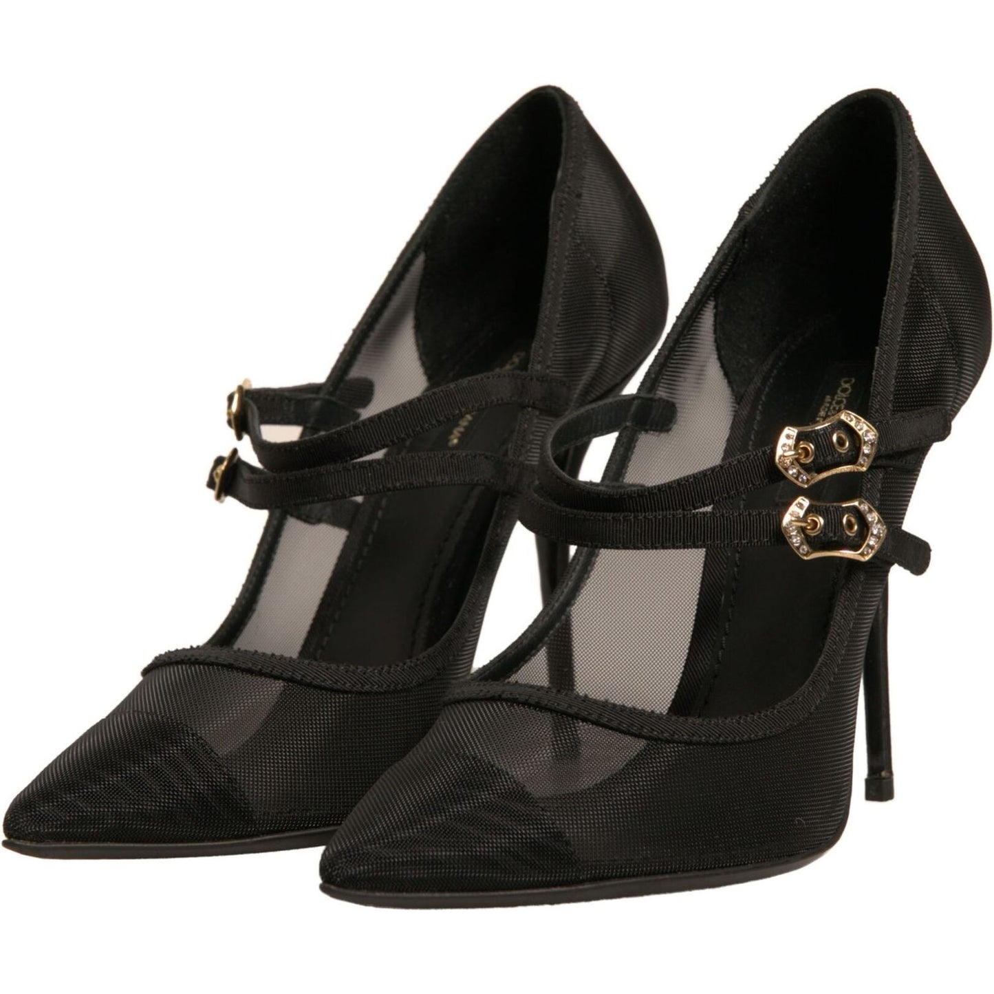 Dolce & Gabbana Black Mesh Mary Jane High Heels Pumps Shoes LA12335-40
