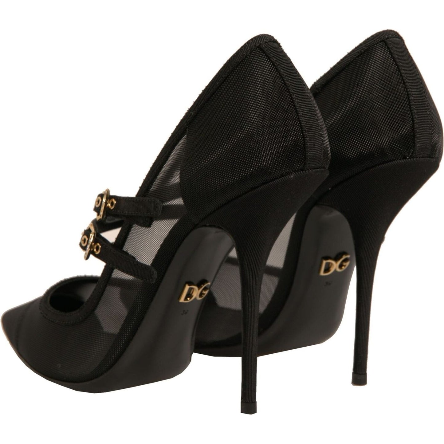 Dolce & Gabbana Black Mesh Mary Jane High Heels Pumps Shoes LA12335-40