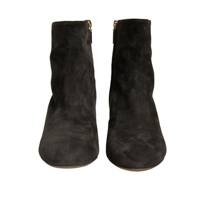 Dolce & Gabbana Black Embellished Heel Ankle Boots Shoes