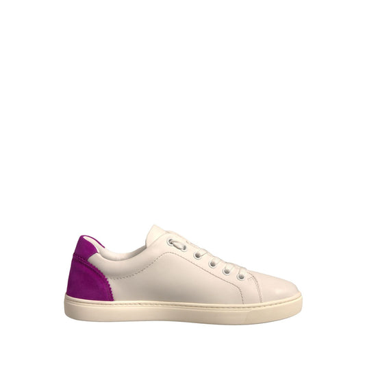 Dolce & Gabbana White Suede Leather Low Top Sneakers Shoes