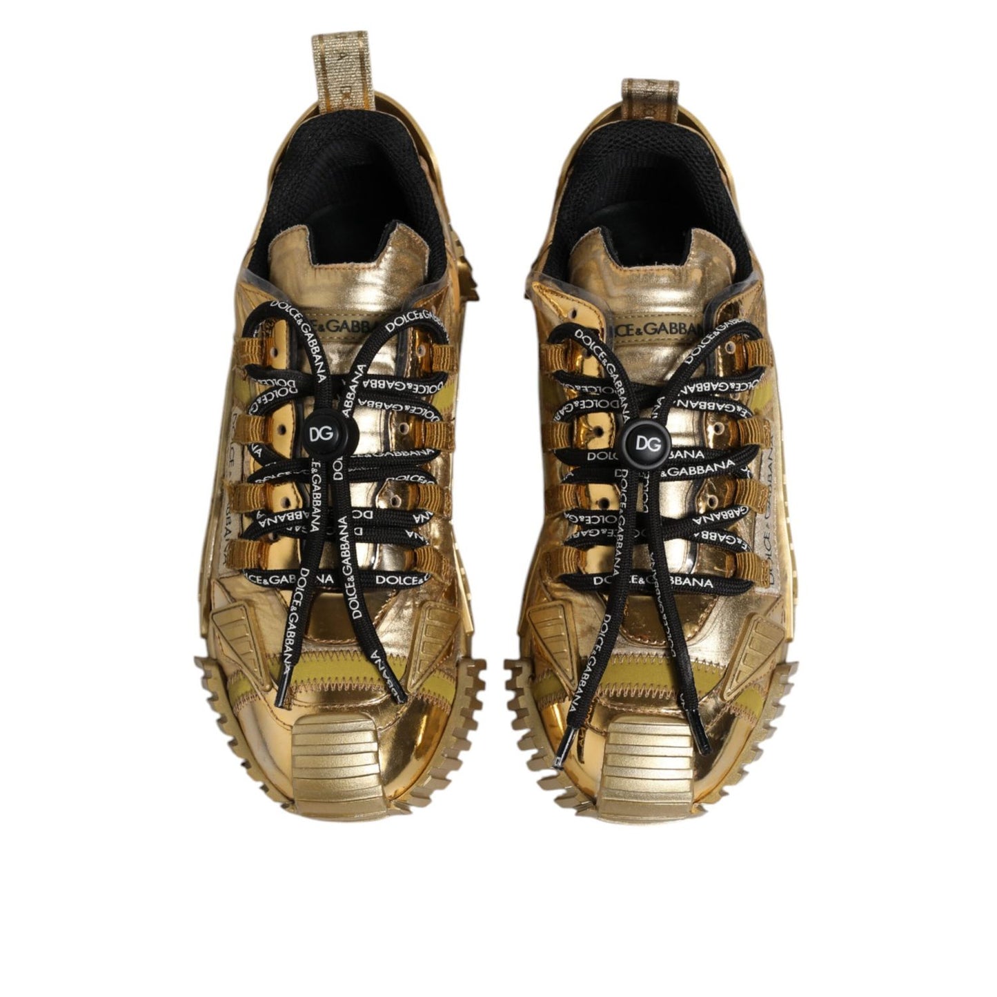 Dolce & Gabbana Gold Stretch Lace Up NS1 Sneakers Shoes LA12328-38