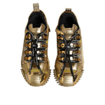 Dolce & Gabbana Gold Stretch Lace Up NS1 Sneakers Shoes LA12328-38