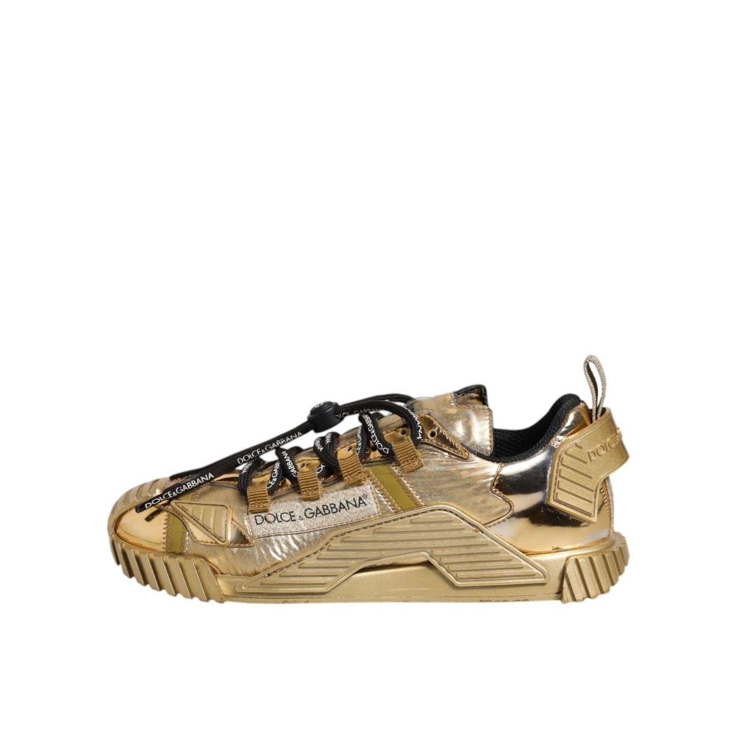 Dolce & Gabbana Gold Stretch Lace Up NS1 Sneakers Shoes LA12328-38