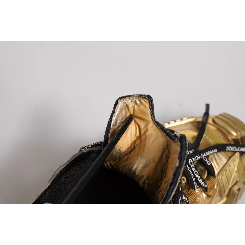 Dolce & Gabbana Gold Stretch Lace Up NS1 Sneakers Shoes LA12328-38
