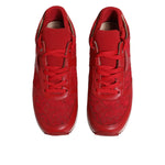 Dolce & Gabbana Red Floral Lace Leather Sneakers Shoes LA12348-36