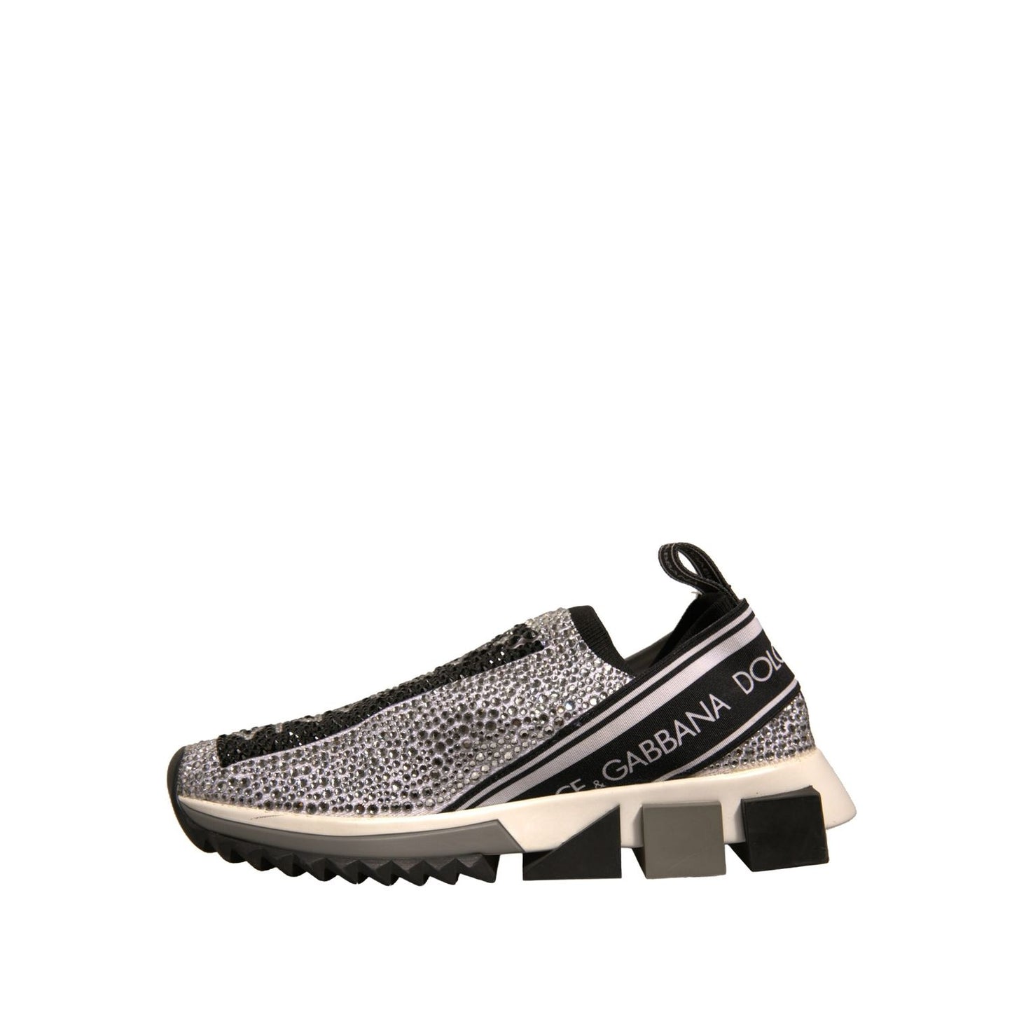 Dolce & Gabbana Silver Rhinestones Sorrento Sneakers Shoes