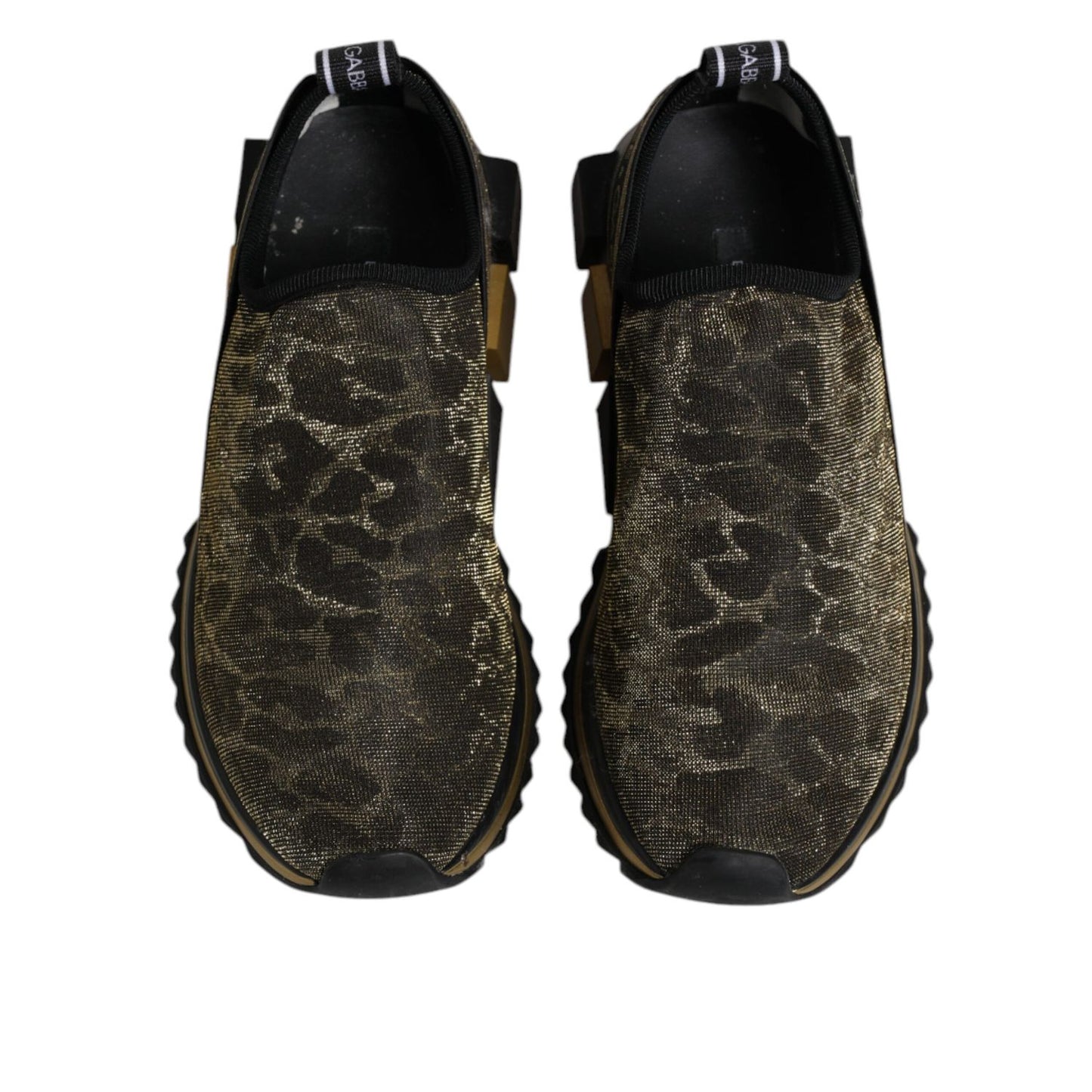 Dolce & Gabbana Gold Glitter Leopard Sorrento Sneakers Shoes LA12374-37