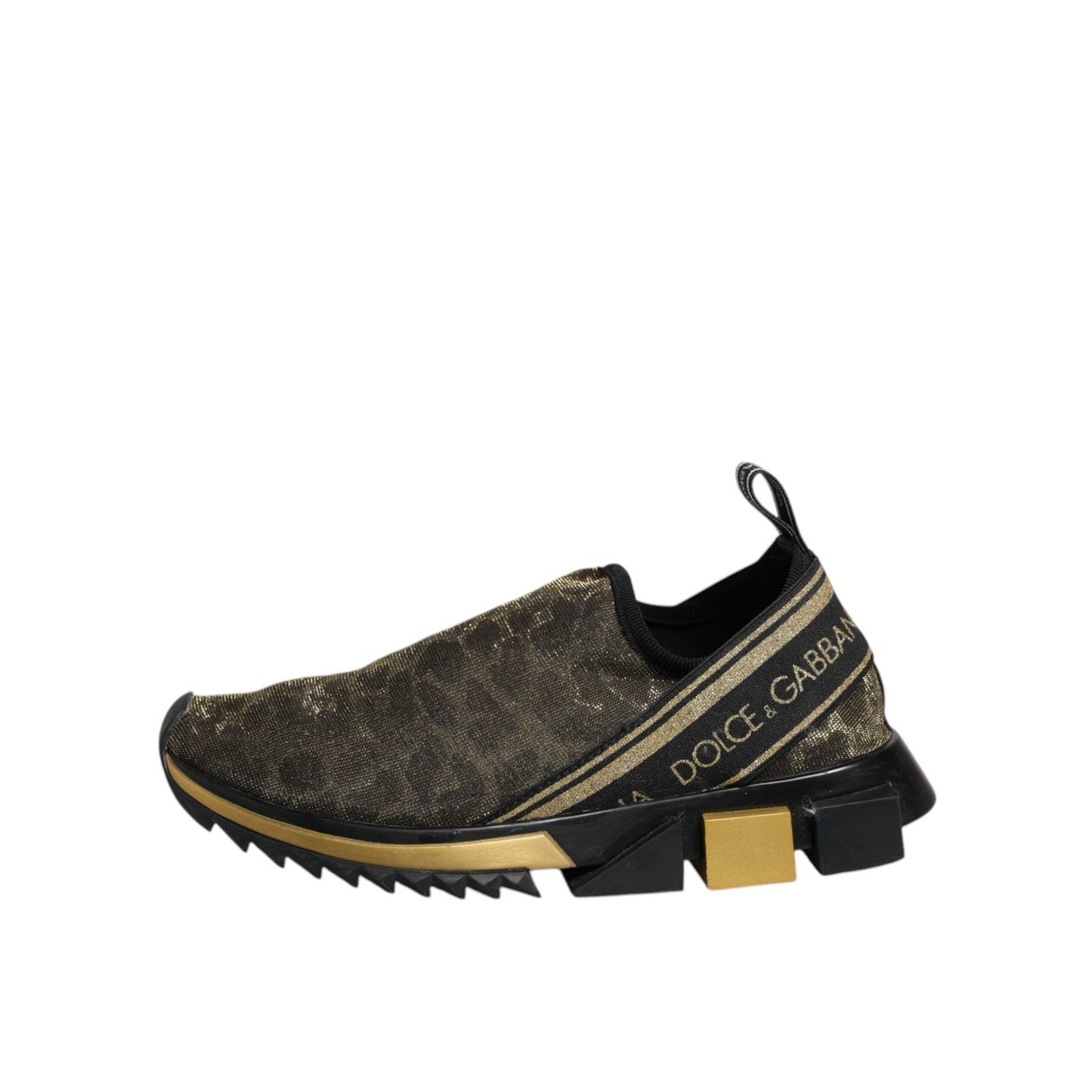 Dolce & Gabbana Gold Glitter Leopard Sorrento Sneakers Shoes LA12374-37