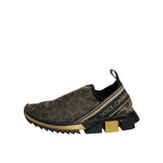 Dolce & Gabbana Gold Glitter Leopard Sorrento Sneakers Shoes LA12374-37