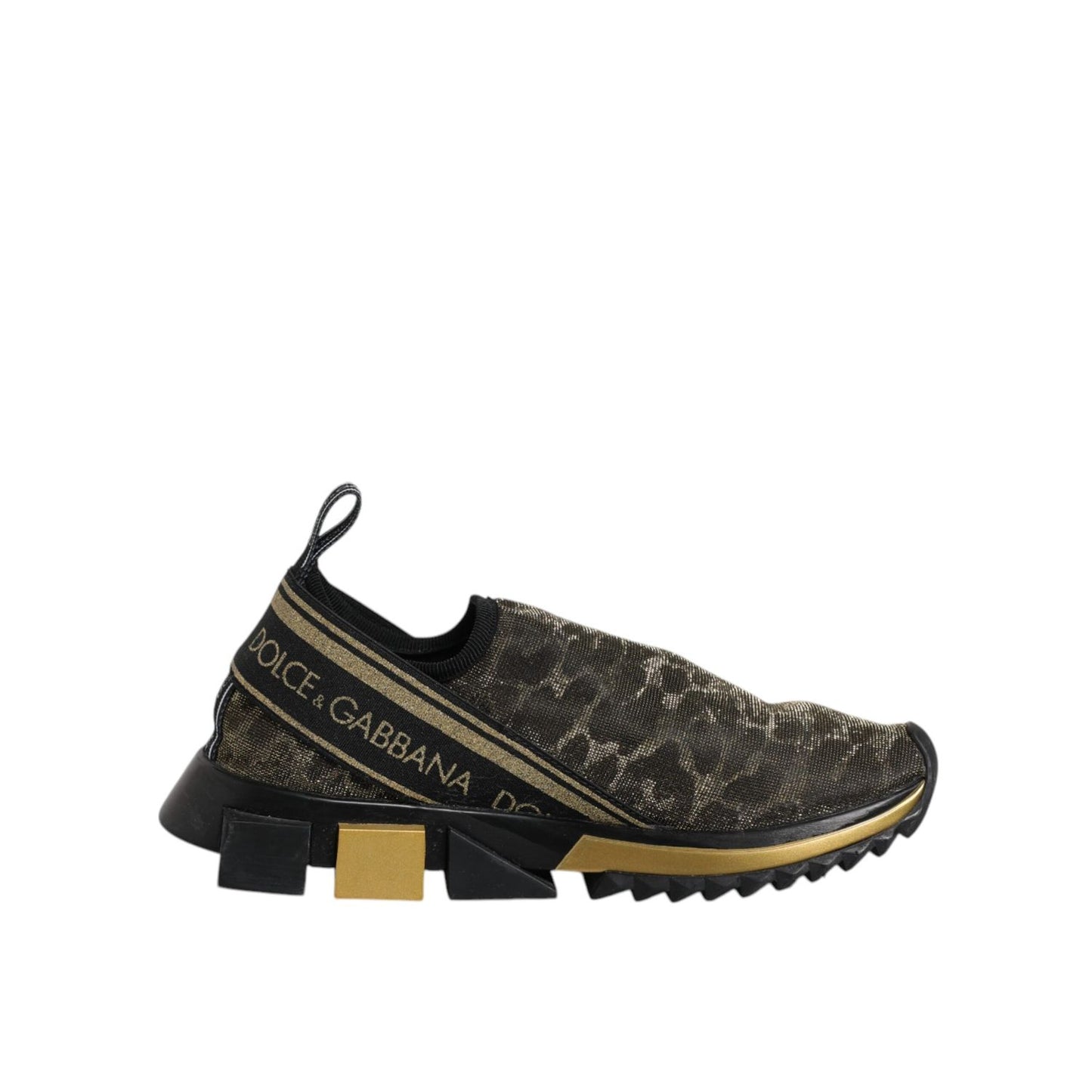 Dolce & Gabbana Gold Glitter Leopard Sorrento Sneakers Shoes LA12374-37