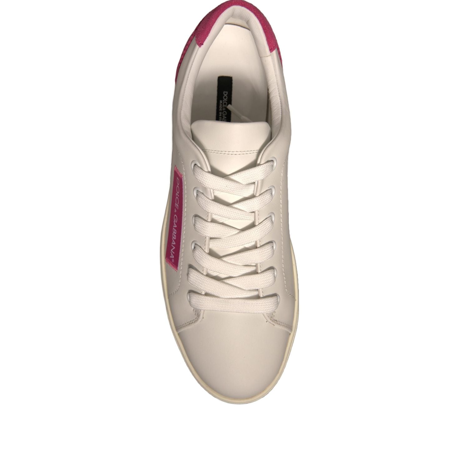 Dolce & Gabbana White Suede Leather Low Top Sneakers Shoes