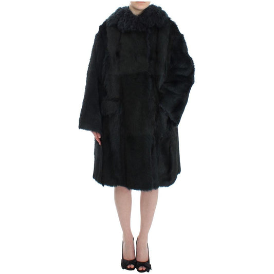 Dolce & Gabbana Black Goat Fur Shearling Long Jacket Coat SIG12483-1