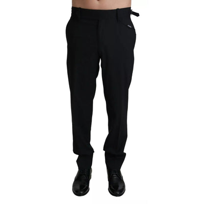 Dolce & Gabbana Black Wool Stretch Dress Trouser Pants