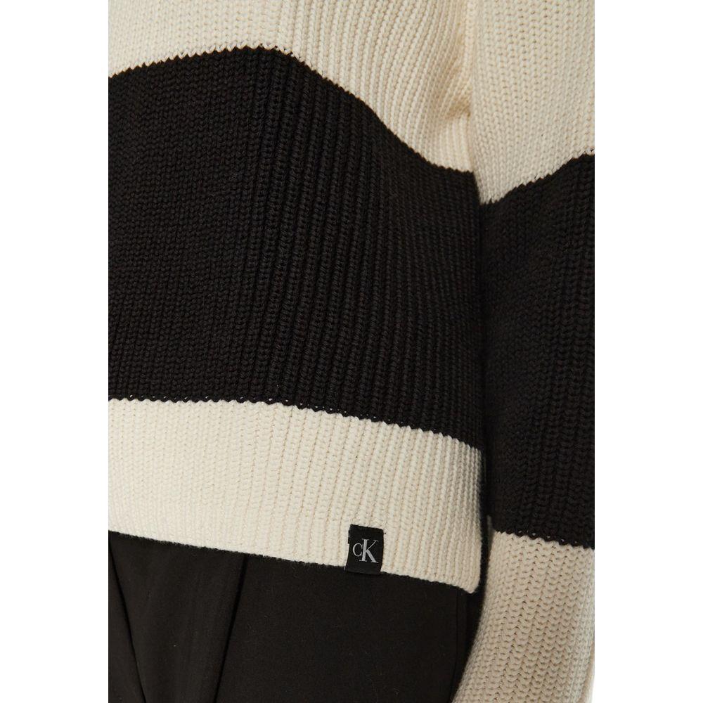 Calvin Klein Jeans Black And White Cotton Sweater CA-16505802438-IT42|M