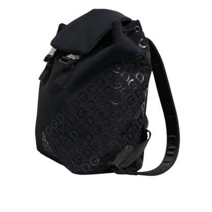 Dolce & Gabbana Black Neoprene Nylon DG Logo School Backpack Bag