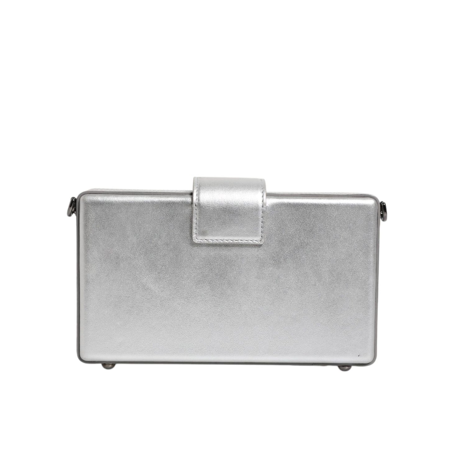Dolce & Gabbana Metallic Silver DG BOX Leather Shoulder Strap Bag