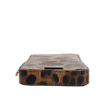 Dolce & Gabbana Brown Leopard Print Dauphine Leather Zip Around Wallet