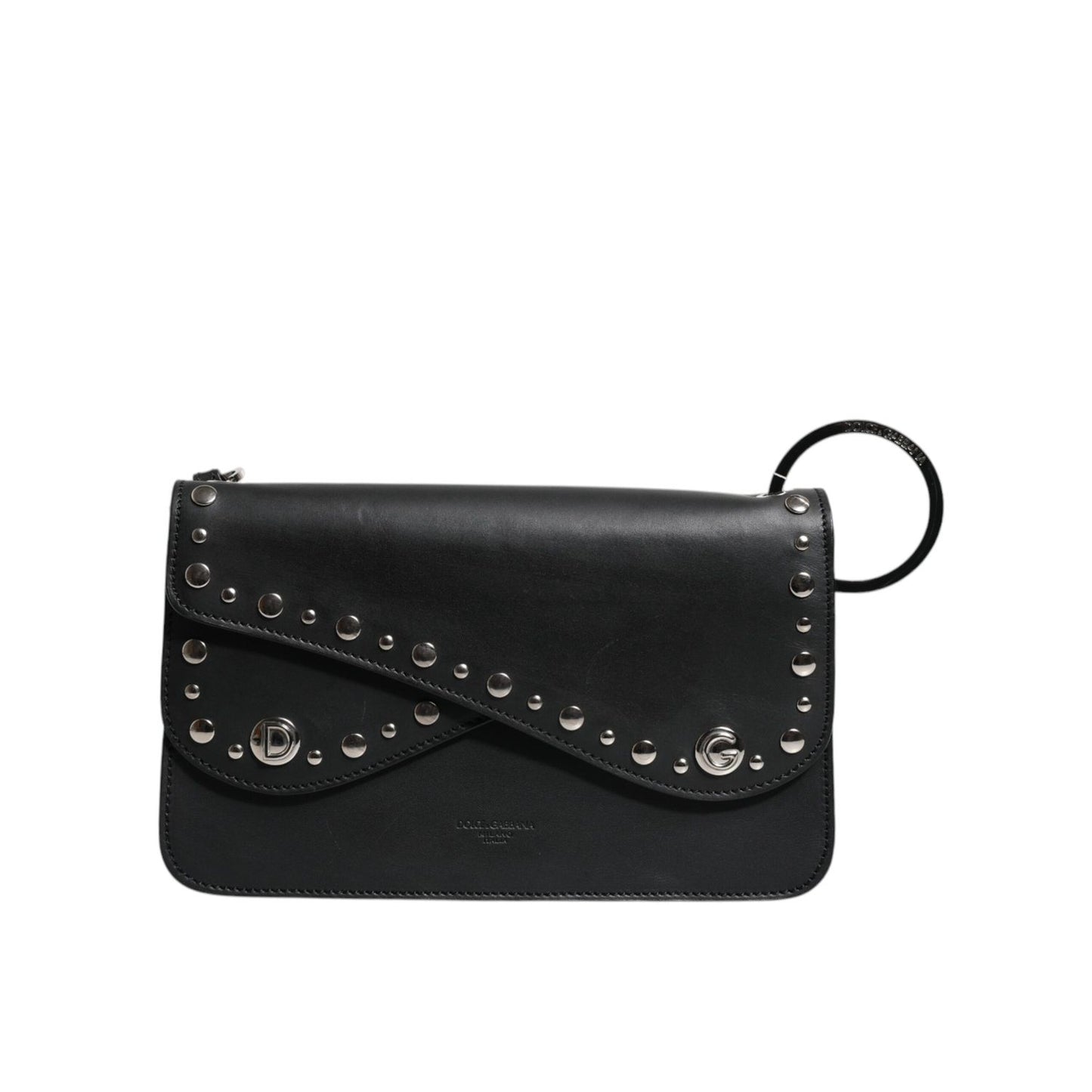 Dolce & Gabbana Black Small Leather Studded Shoulder Crossbody Bag