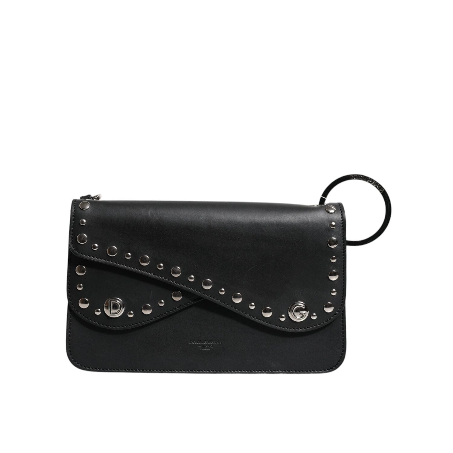 Dolce & Gabbana Black Small Leather Studded Shoulder Crossbody Bag