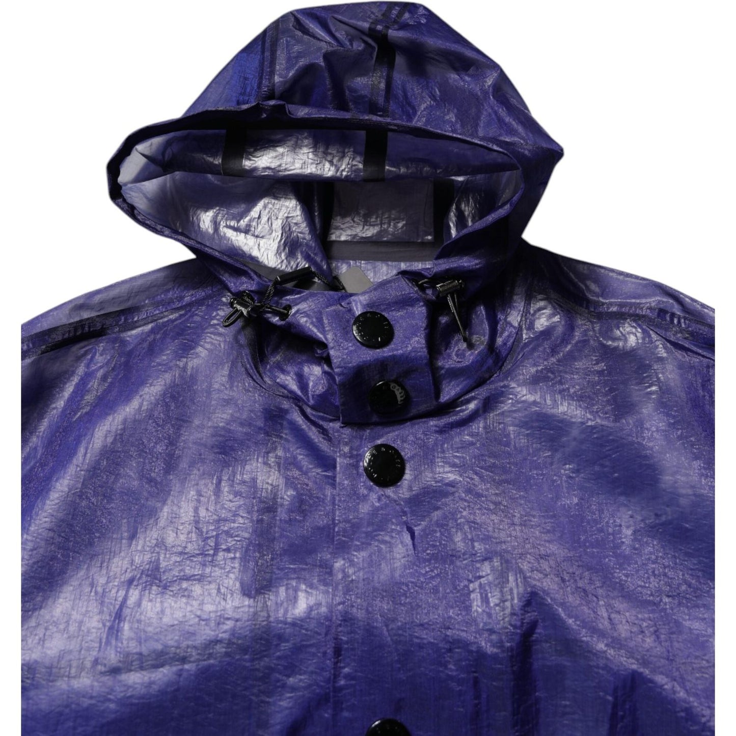 Dolce & Gabbana Dark Blue Cotton Hooded Men Raincoat Jacket