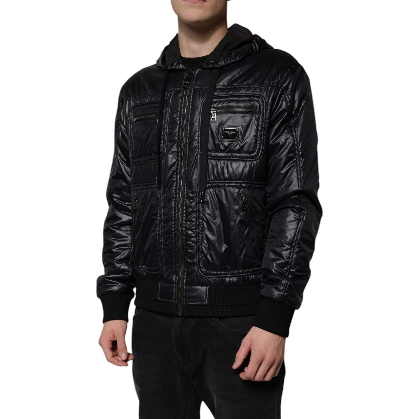 Dolce & Gabbana Black Nylon Hooded Full Zip Blouson Jacket JKT4188-50
