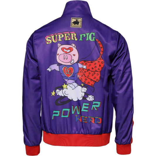Dolce & Gabbana Purple Year Of The Pig Full Zip Bomber Sweater