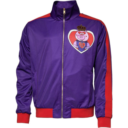 Dolce & Gabbana Purple Year Of The Pig Full Zip Bomber Sweater