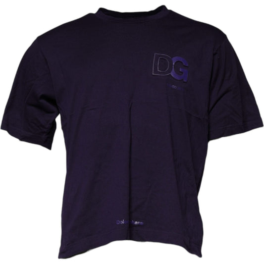 Dolce & Gabbana Purple DG Logo Cotton Crew Neck T-shirt
