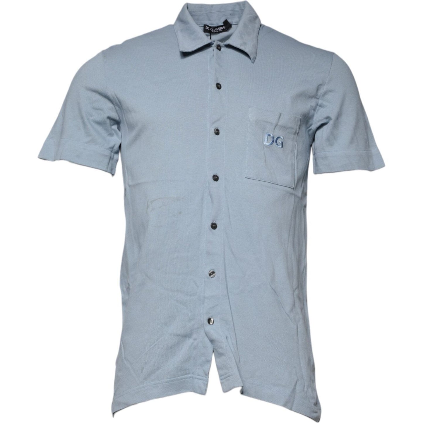 Dolce & Gabbana Blue Cotton Button Down Casual Men Polo Shirt