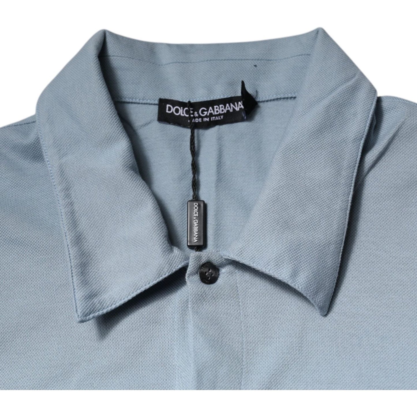 Dolce & Gabbana Blue Cotton Button Down Casual Men Polo Shirt
