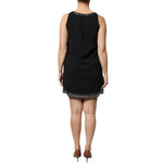 PINKO Black Embellished Polyester Sleeveless Shift A-line Mini Dress
