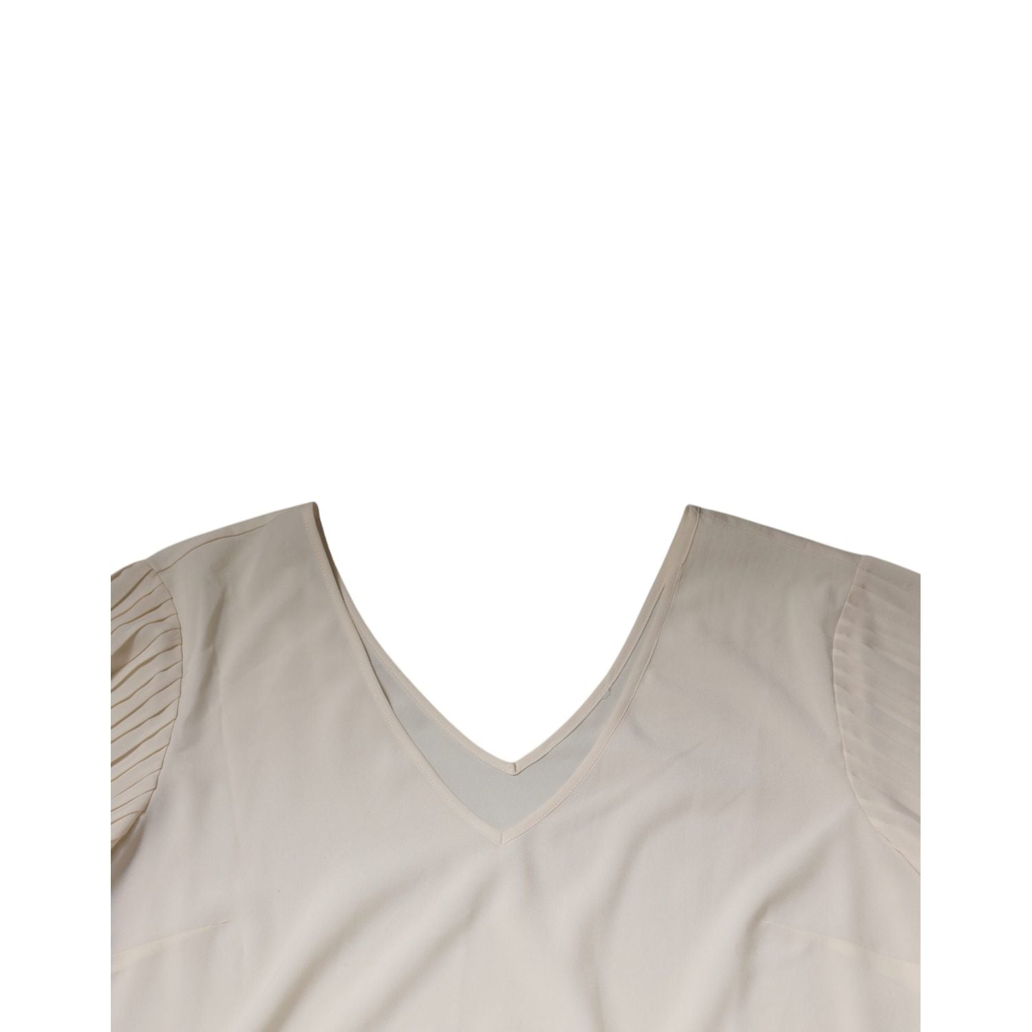 Peserico Off White Short Sleeves V-neck Shift Midi Dress