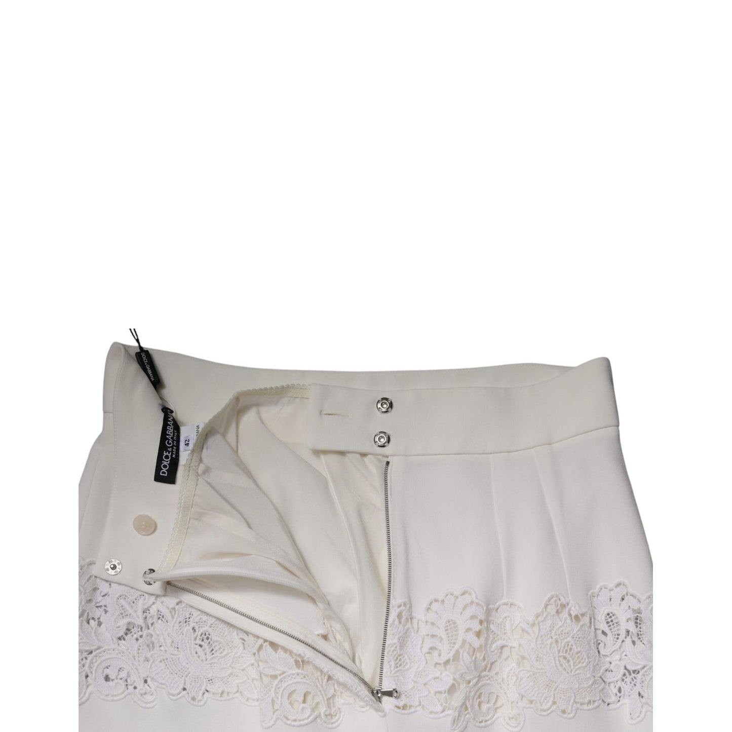 Dolce & Gabbana White Floral Lace High Waist Pencil Cut Skirt