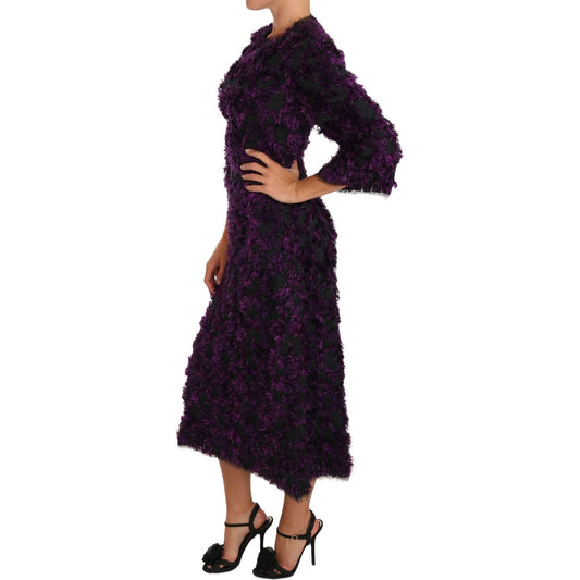 Dolce & Gabbana Purple Fringe Midi Sheath Dress DR1441-40