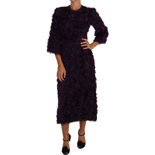 Dolce & Gabbana Purple Fringe Midi Sheath Dress DR1441-40