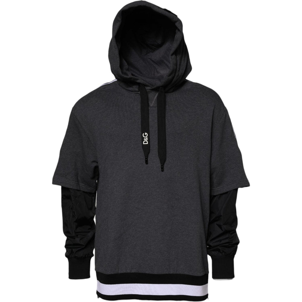Dolce & Gabbana Melange Gray Cotton Hooded Sweatshirt Sweater