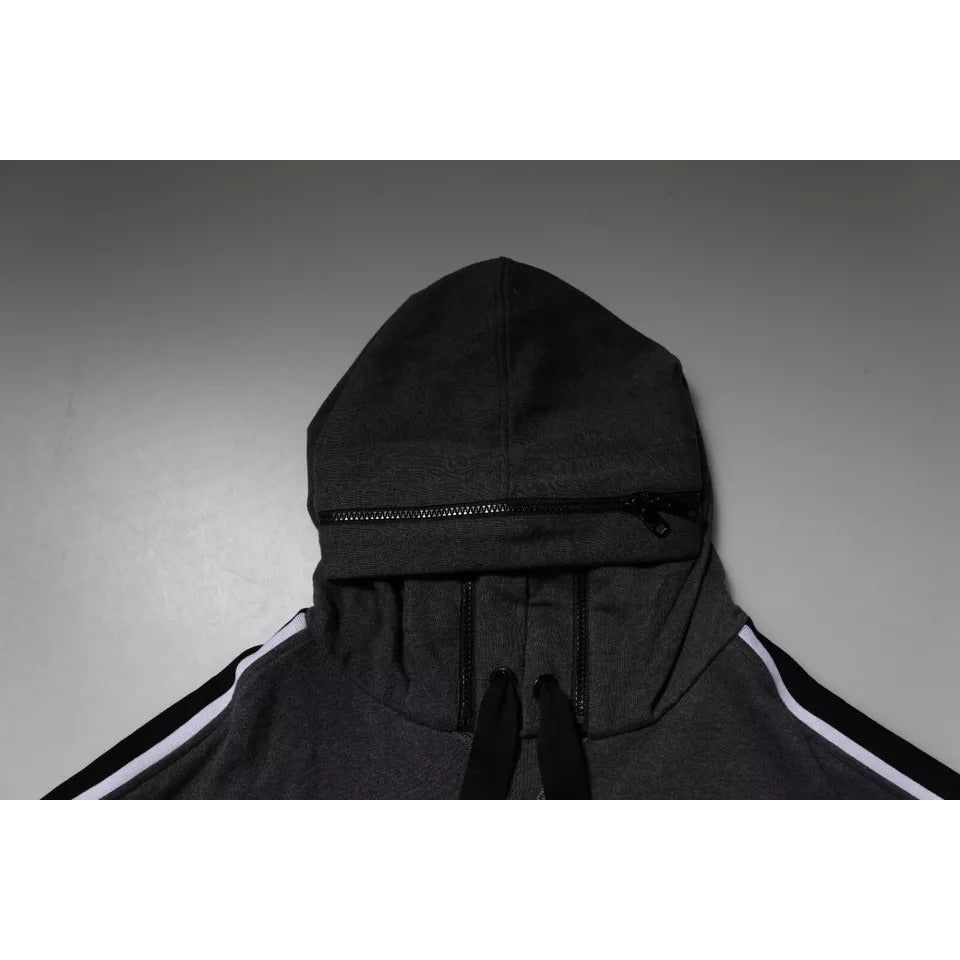 Dolce & Gabbana Melange Gray Cotton Hooded Sweatshirt Sweater