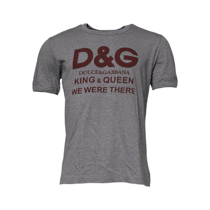 Dolce & Gabbana Gray Logo Print Cotton Crew Neck Men T-shirt