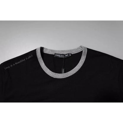 Dolce & Gabbana Black Logo Cotton Crew Neck Men Tee T-shirt