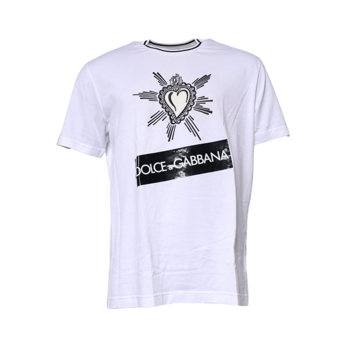 Dolce & Gabbana White Sacred Heart Short Sleeve T-shirt